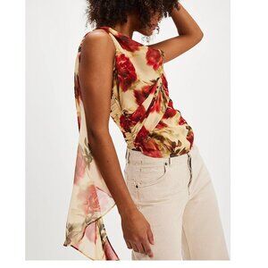 For Love And Lemons Floral Sleeveless Top - Red and Cream